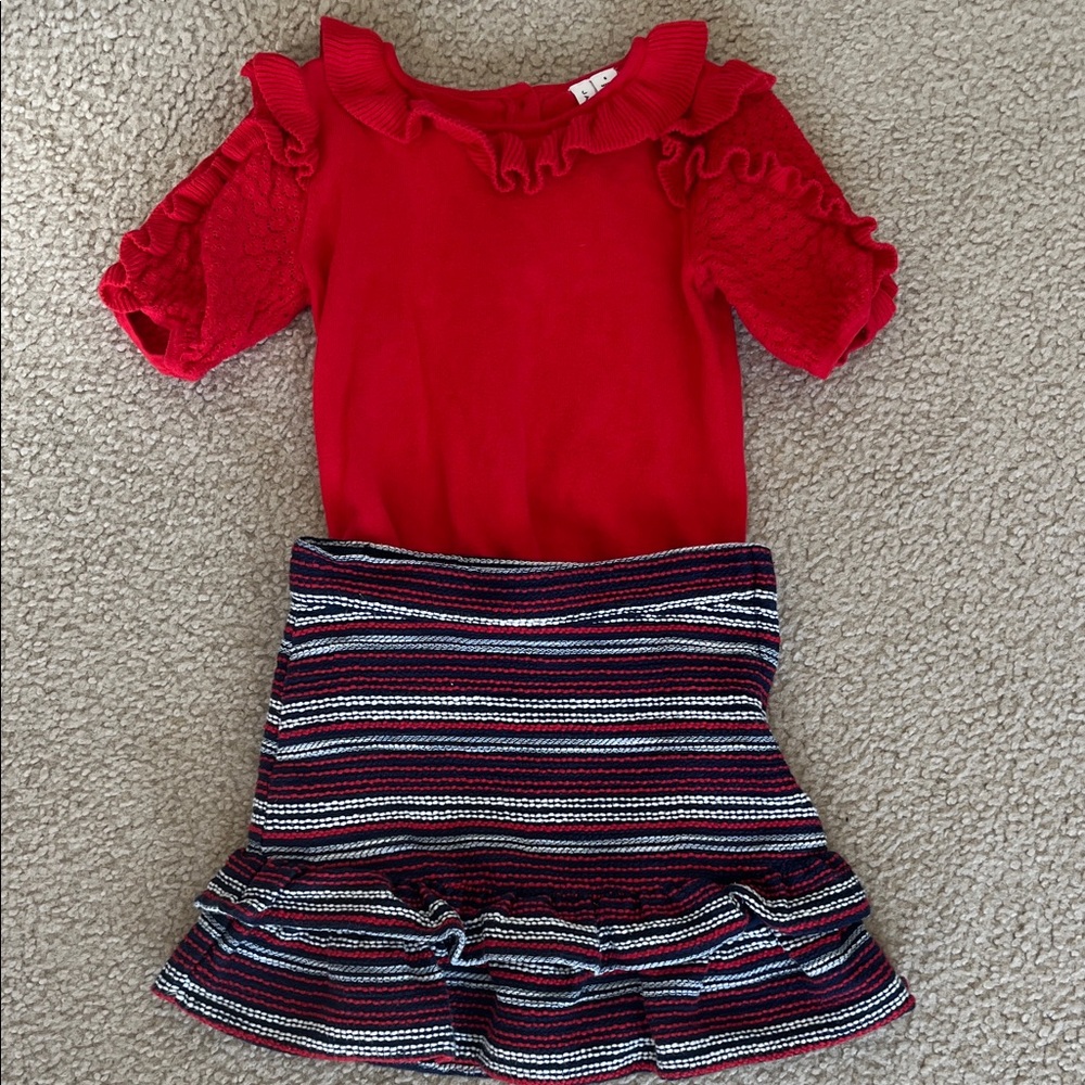 Janie and Jack Girls Skirt and Sweater Outfit